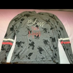 Maurices Bless This Mess Long Sleeve, Black, Gray with Hints of Pink